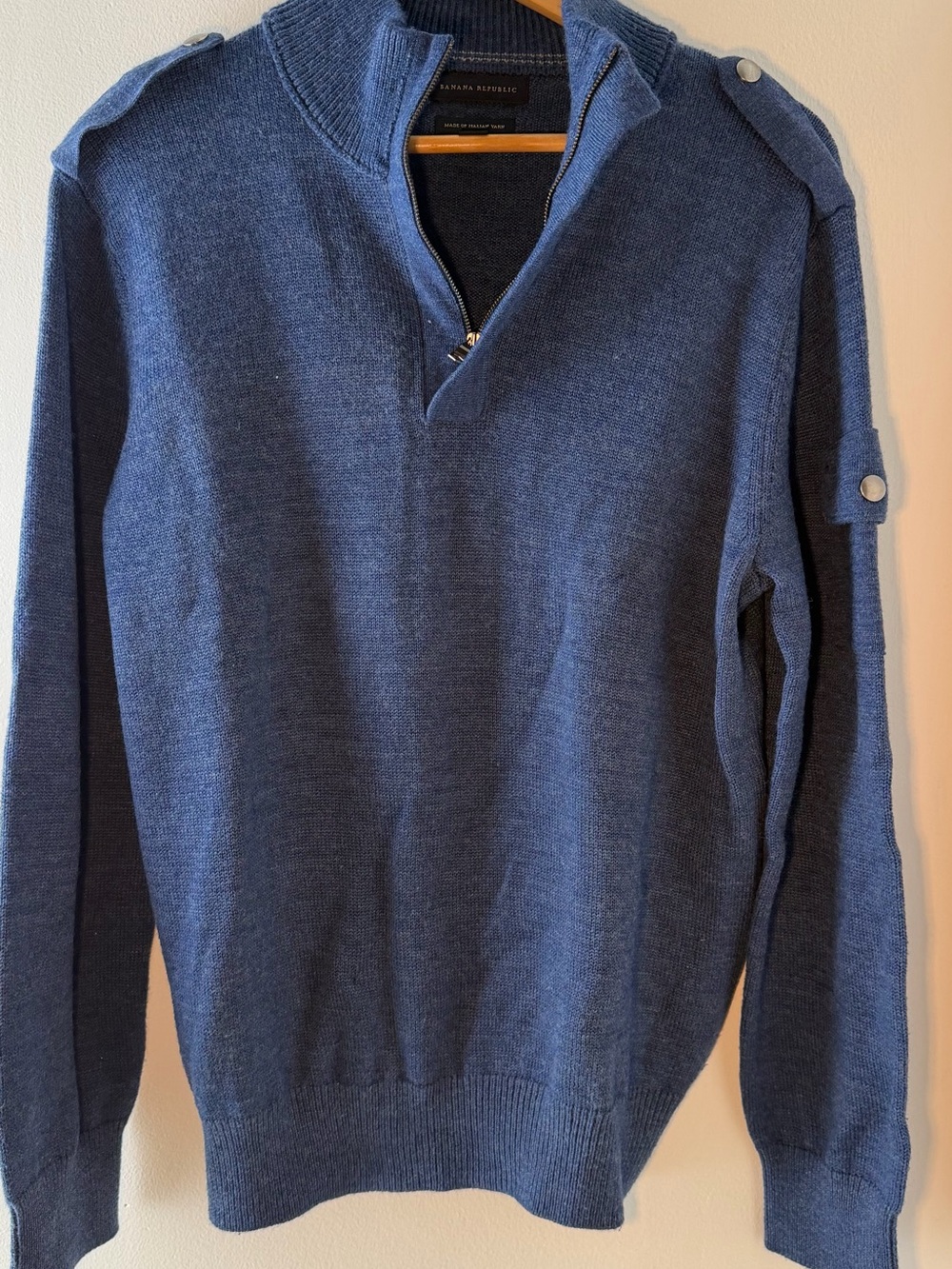 Banana Republic Men's Navy Zip-Shoulder Sweater
